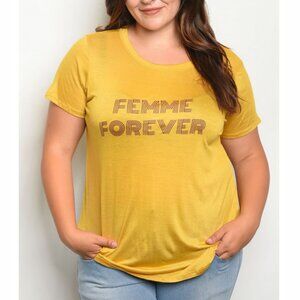Femme Forever Mustard Yellow Soft Graphic Tee